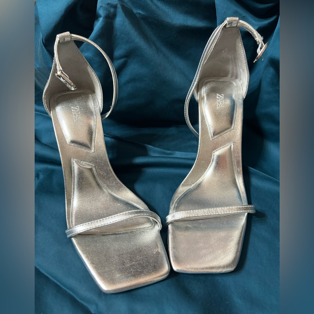 ZARA Silver Open Toe Sandal